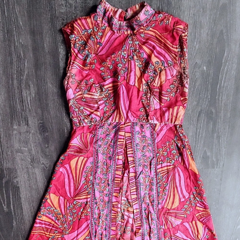 Vintage 60s split front floral maxi dress